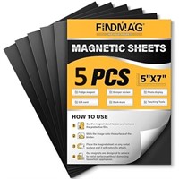 FINDMAG Magnetic Sheets Adhesive Back Cut 5X7"