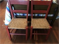 Vintage children’s chairs with basket weave seats
