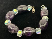 Chunky Amethyst Bracelet with Sterling Clasp