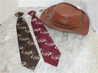 LEATHER COWBOW HAT AND NECKTIES