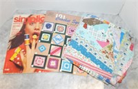 VINTAGE SEWING BOOKS AND QUILT TOP
