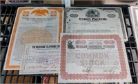 4 STOCK CERTIFICATES INCLUDES UNION PACIFIC RR