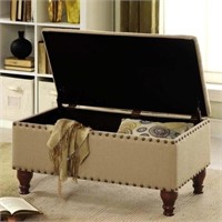 Large Rectangle Storage Bench with Nailhead Trim