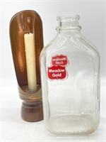 Meadow Gold Milk Bottle and Candlestick Holder