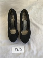 8 1/2 black leather platform heels