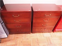 Pair of four-drawer mahogany chests, one handle