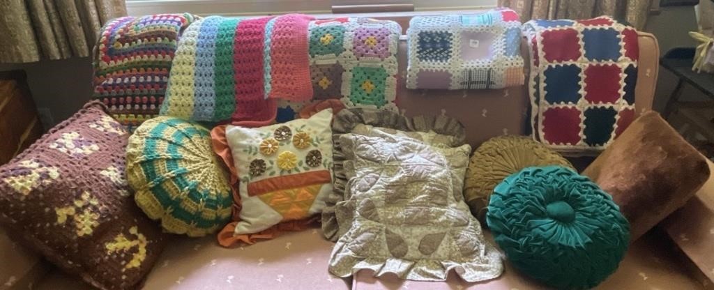 HAND MADE CROCHETED BLANKETS AND PILLOWS