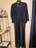 Navy Blue Lace 2pc Mother of Bride Dress 16