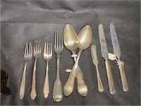 Early Primitive Farm Pewter Serving Spoons & More