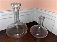 Vintage Pair of Ship's Decanters Hand Blown