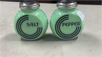 Pair of Jadeite Round Salt & Pepper Shakers