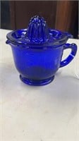 Blue Glass Two Cup Measuring Cup w/ Reamer