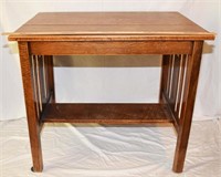 ANTIQUE MISSION STYLE OAK LIBRARY TABLE - NOTE TOP