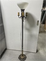 Vintage Floor Lamp With Milk Glass Shade, 62.5 "