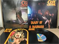 3 Vintage Ozzy Ozbourne 12" Vinyl Albums