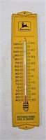 Vintage yellow metal John Deere thermometer