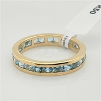 Silver Blue Topaz Yellow Gold Plated Ring SZ.