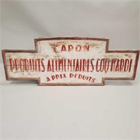 Wooden framed French store sign with red lettering
