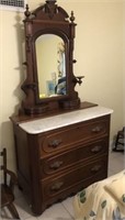 WALNUT VICTORIAN DRESSER WITH CANDLE HOLDERS