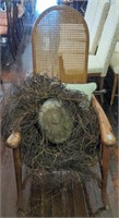 Wood and wicker chair (approximately 45"x29"x24")