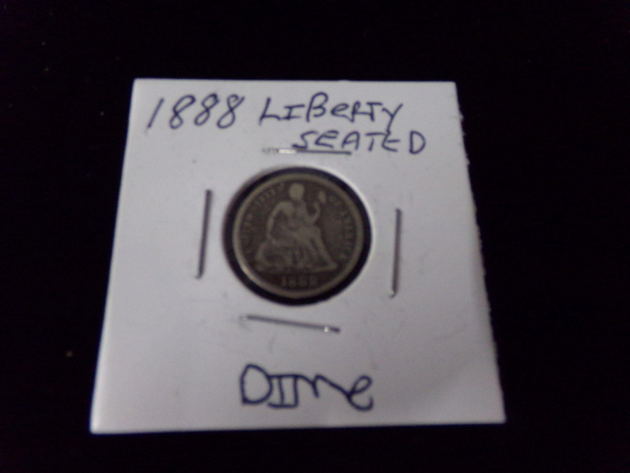 1888 Silver Liberty seated Dime