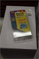 CASE OF 12 PACKS OF CLEAR PUSH PINS-NEW