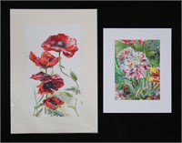 Alan Signer 2 Watercolors Flowers