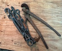 Turnbuckles and old pipe wrench