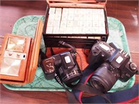 Vintage mahjong set, Canon EOS Rebel and Nikon