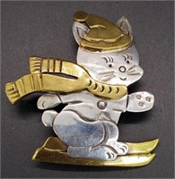 (XX) Sterling Silver  and Brass Snow Skiing Bunny