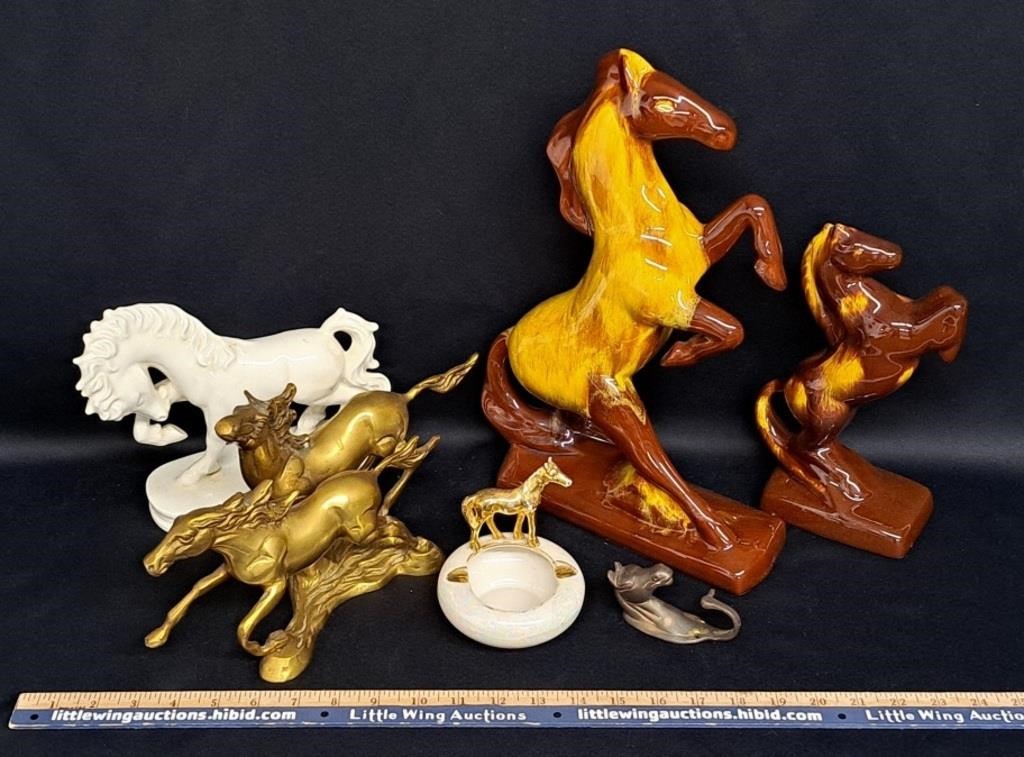 Horses Lot-Figures/Brass/Ceramic