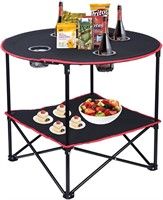 LEADALLWAY Camping Table  Folding  4 Cup Holders
