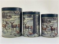 3pc Tin Canister Deer / Wildlife Set