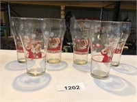 (6) Coca-Cola Christmas Glasses