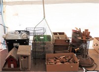 Table Lot of Vintage Items and Crates