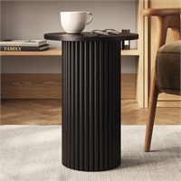 Round Fluted Accent Side Table - Pedestal Drink Ta