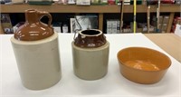 Crock Jug, Crock Pot & Pottery Bowl