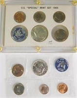 (2) 1965 US Special Mint coin sets, one in