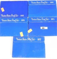(5) US Mint proof sets; 1968, 1969, 1970, 1971