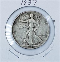 1937 U.S. Silver Walking Liberty Half Dollar