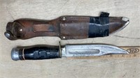 Soligen Hunting Knife (handle damaged) w/sheath.