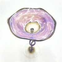 Purple Signed Hand Blown Venetian Glass Goblet