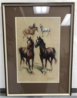 Wild Horse Print Signed Bakestar, Measures 19in x
