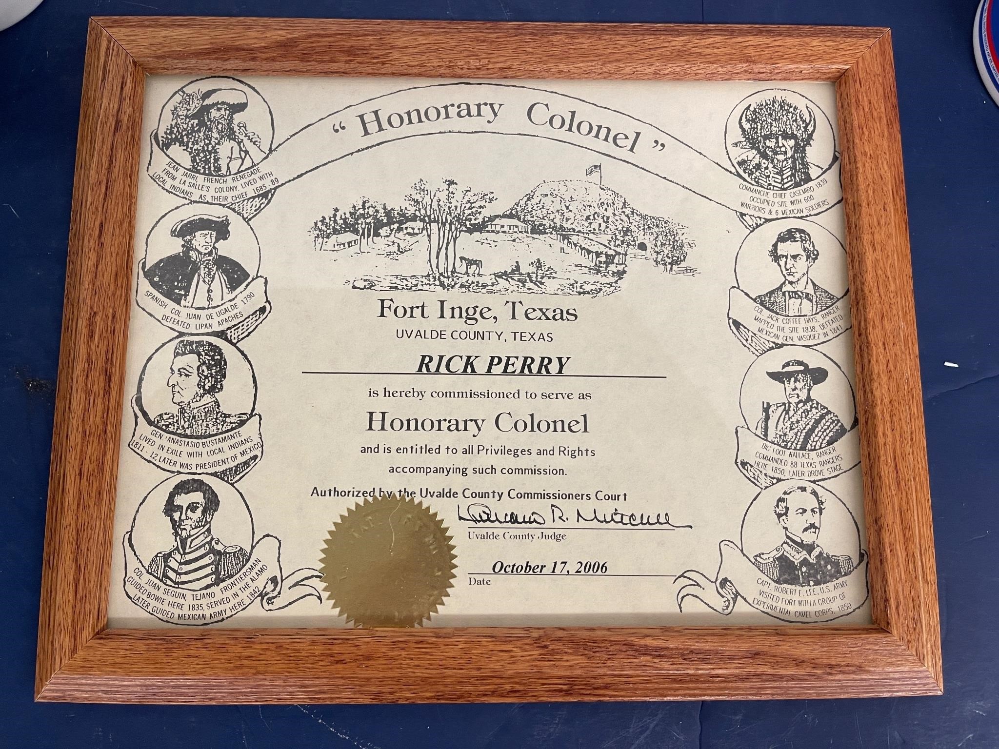 Rick Perry Honorary Colonel Uvalde County