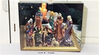 HAND PAINTED 13PC NATIVITY SET WITH MIRROR