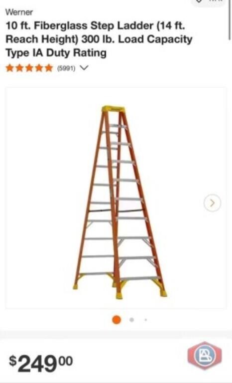 3 pcs; Werner 10 ft. Fiberglass Step Ladder (14