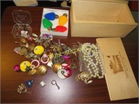 assorted earrings jewelry wood box sliding lid