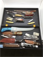 2 TRAY OF KNIVES - WOLF, FT. WILLIAM HENRY, POCKET