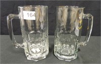 Large Glass Mugs - 2; 8" high