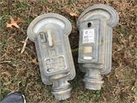 2 vintage coin parking meters